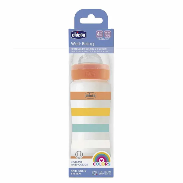 Biberon | Chicco Biberon Benessere 330Ml Flusso Rapido In Plastica Giallo