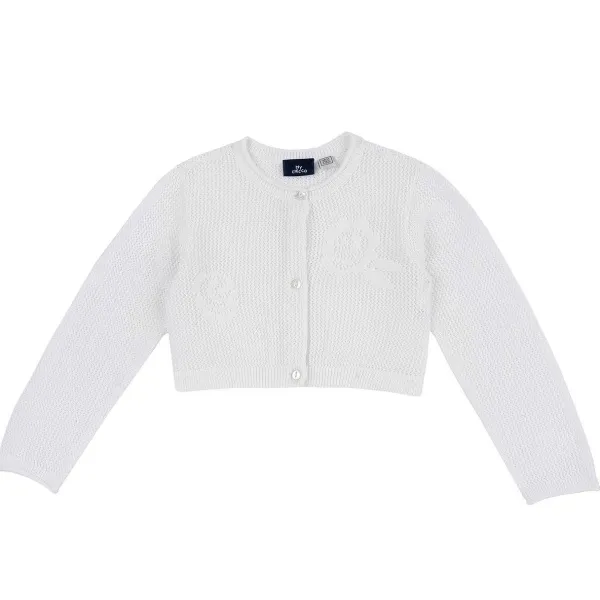 Cardigan | Chicco Cardigan Con Roselline Bianco