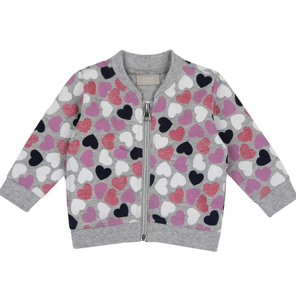 Cardigan | Chicco Cardigan Con Zip E Fantasia All Over Grigio Stampato