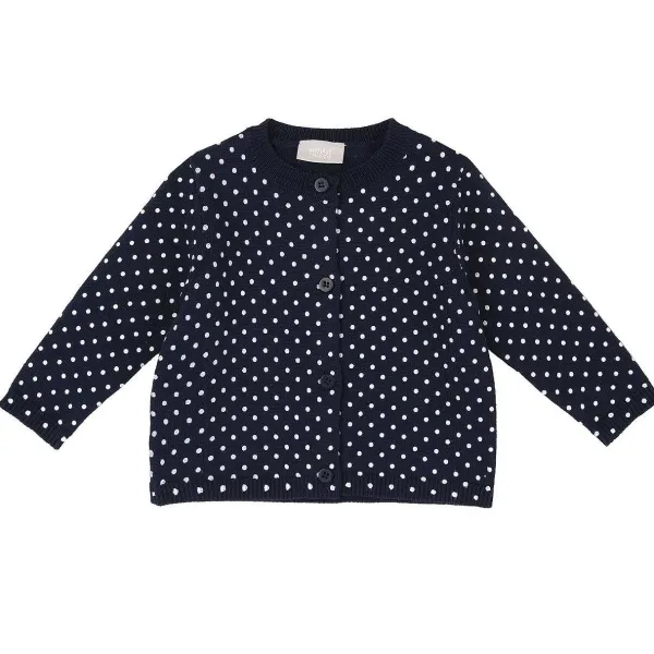 Cardigan | Chicco Cardigan Di Tricot A Pois Blu Medio