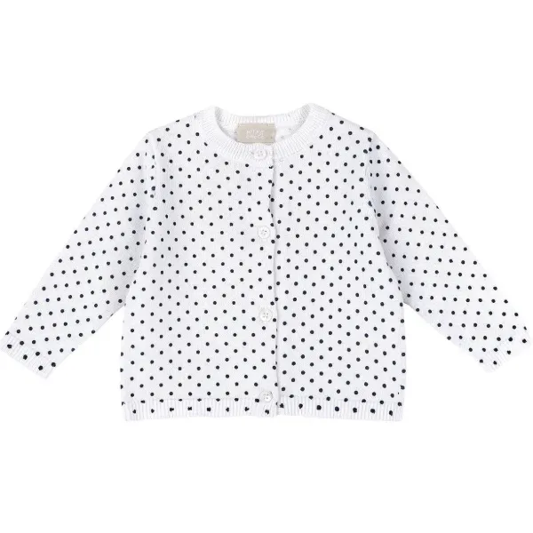 Cardigan | Chicco Cardigan Di Tricot A Pois Bianco