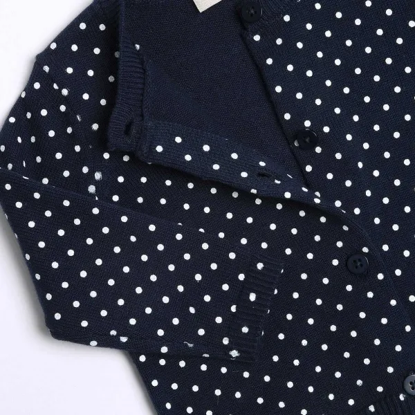 Cardigan | Chicco Cardigan Di Tricot A Pois Blu Medio