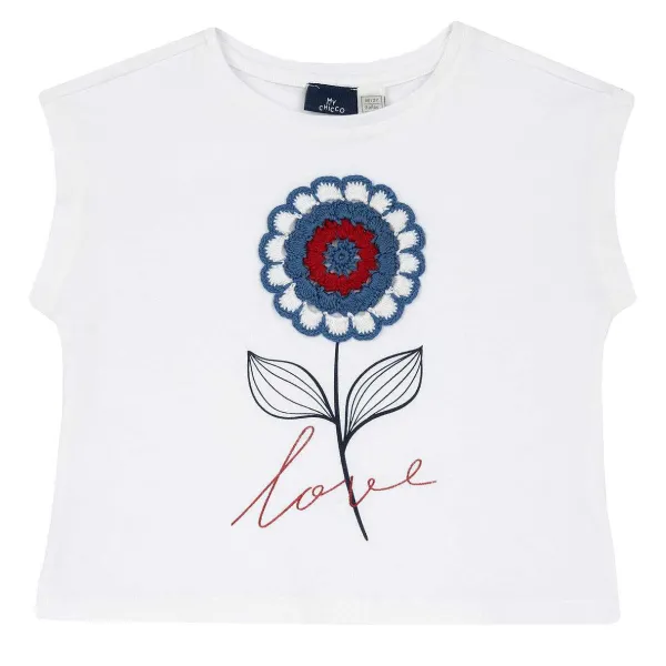 T-Shirt | Chicco Maglietta Con Fiore Crochet