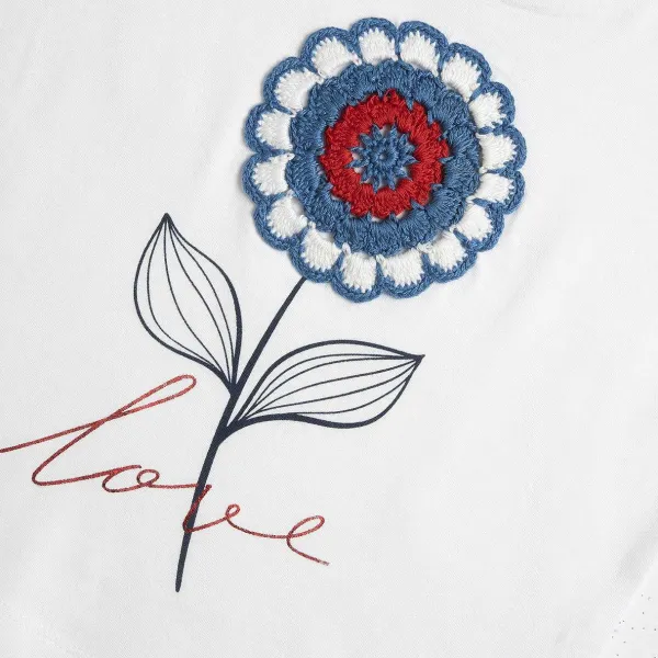 T-Shirt | Chicco Maglietta Con Fiore Crochet