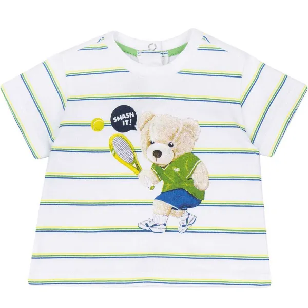 T-Shirt | Chicco Maglietta Manica Corta A Righe Bianco E Verde