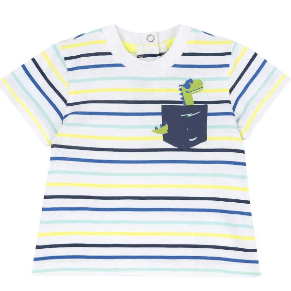 T-Shirt | Chicco Maglietta Manica Corta A Righe Bianco E Blu