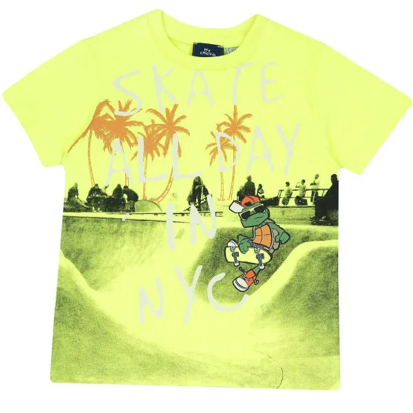 T-Shirt | Chicco Maglietta Manica Corta Base Giallo Fluo