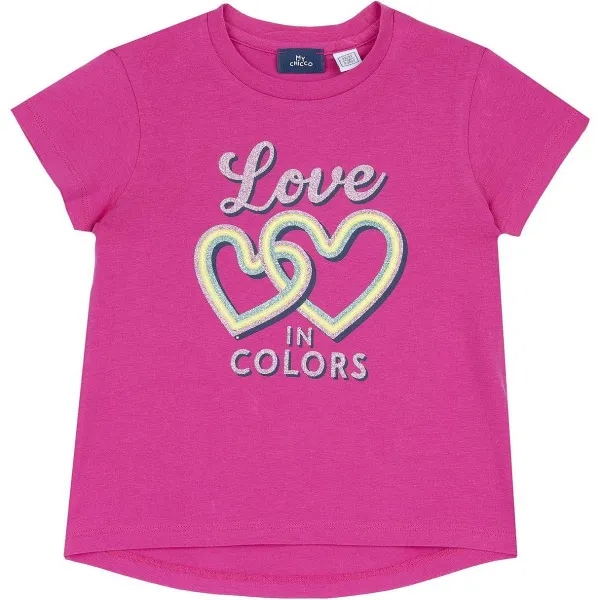 T-Shirt | Chicco Maglietta Manica Corta Con Cuori Stampati Rosa Scuro