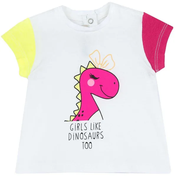 T-Shirt | Chicco Maglietta Manica Corta Con Dinosaura Naturale Stampato