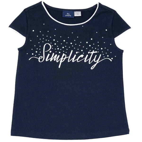 T-Shirt | Chicco Maglietta Manica Corta Con Scritta E Strass
