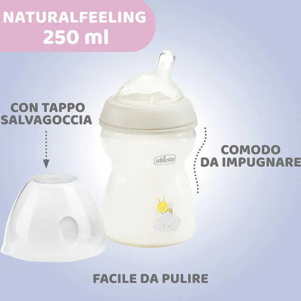 Biberon | Chicco Naturalfeeling Biberon 2M+ 250Ml Flusso Medio Azzurro