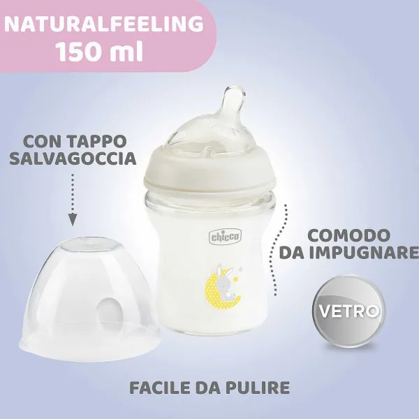 Biberon | Chicco Naturalfeeling Biberon Vetro 0M+ 150Ml Flusso Lento