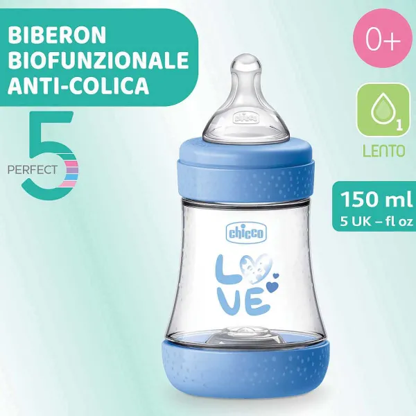 Biberon | Chicco Perfect 5 Biberon 150 Ml - Flusso Lento Azzurro