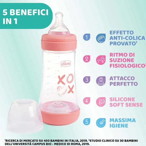 Biberon | Chicco Perfect 5 Biberon 240 Ml - Flusso Medio Rosa