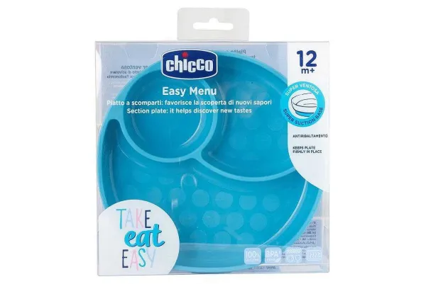 Piatti E Posate | Chicco Piatto In Silicone Con Ventosa Azzurro