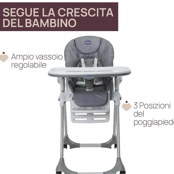 Seggioloni | Chicco Seggiolone Polly Easy Grey Melange