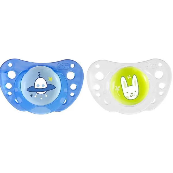 Succhietti Physioforma | Chicco Succhietto Physioforma® Air 16-36M (2 Pcs) Silicone Spaceship And Rabbit