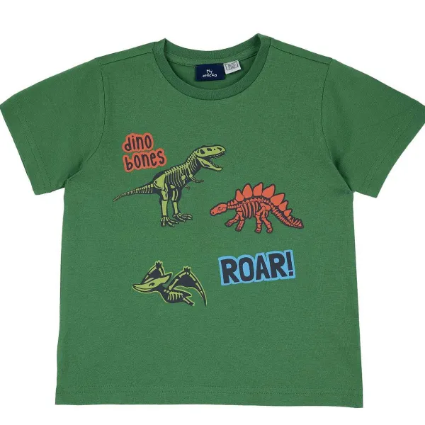 T-Shirt | Chicco T-Shirt Con Dinosauri Verde Medio