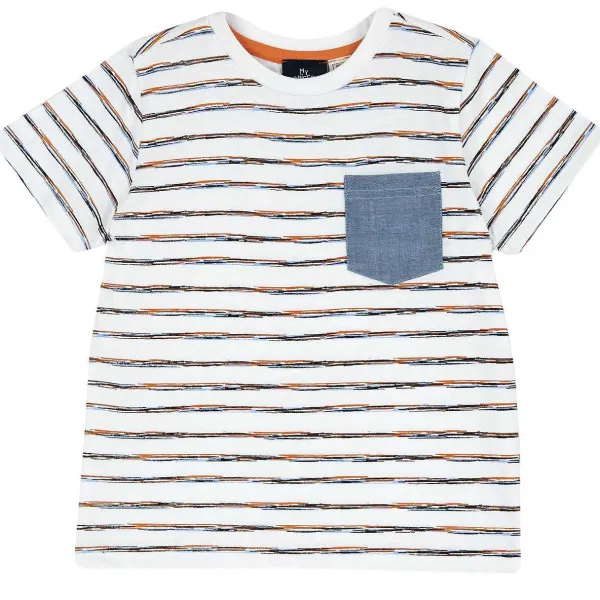 T-Shirt | Chicco T-Shirt Con Fantasia A Righe E Taschina